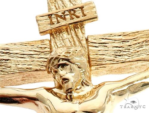 Custom 18K Yellow Gold Jesus Cross Charm Pendant 64006 - Image 4