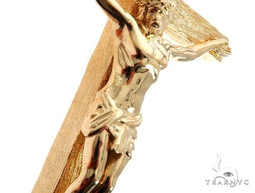 Custom 18K Yellow Gold Jesus Cross Charm Pendant 64006 - Image 6