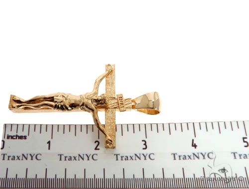 Custom 18K Yellow Gold Jesus Cross Charm Pendant 64006 - Image 9