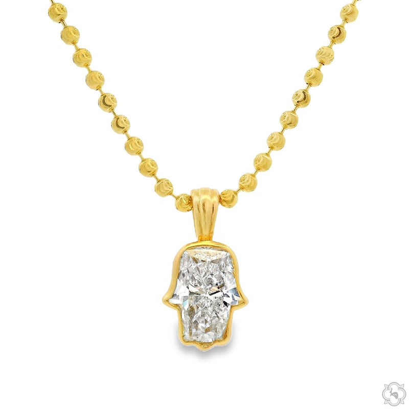 Custom Cut Diamond Hamsa Pendant 70882 - Image 1