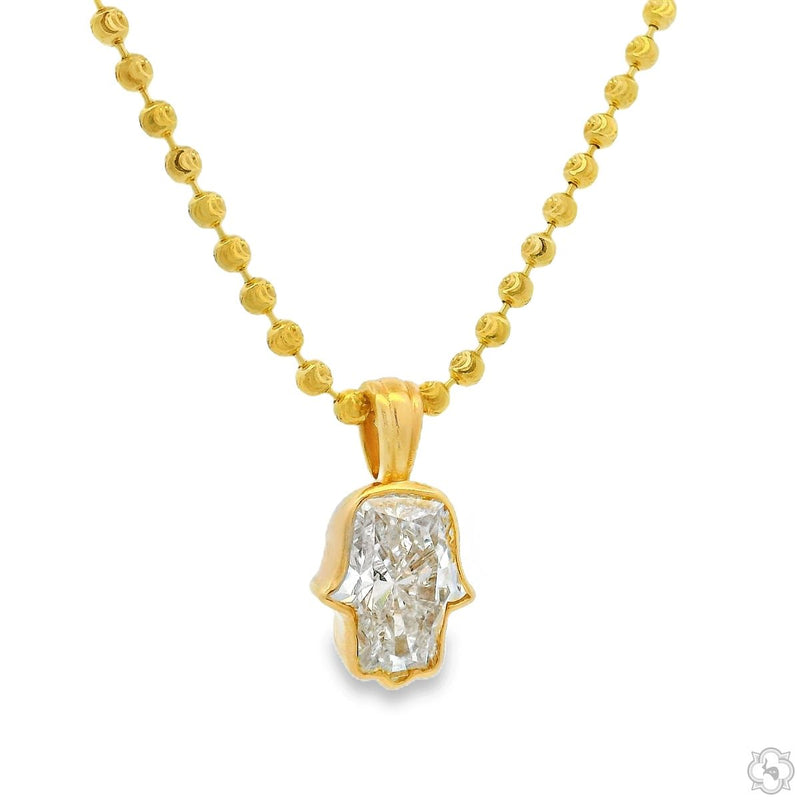 Custom Cut Diamond Hamsa Pendant 70882 - Image 2