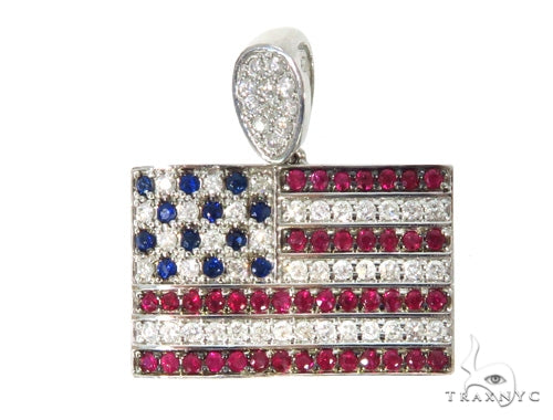 Custom Diamond American Flag Pendant 45582 - Image 1
