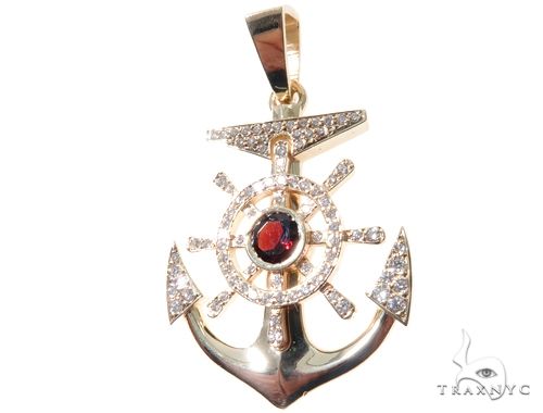 Custom Diamond Anchor Pendant 64475 - Image 2