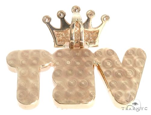 Custom Diamond Crowned Initial Letter Word Charm Pendant 64752 - Image 3