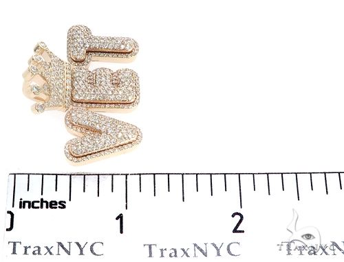 Custom Diamond Crowned Initial Letter Word Charm Pendant 64752 - Image 7