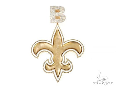 Custom Diamond Letter B Gold Saints Pendant 65228 - Image 1