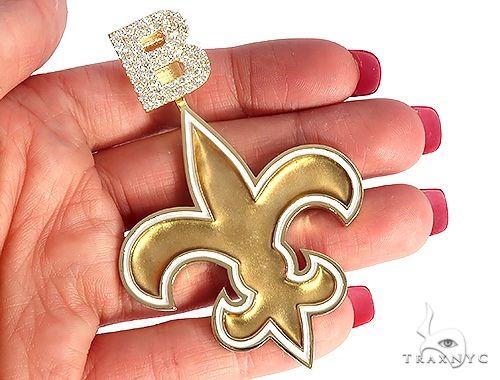 Custom Diamond Letter B Gold Saints Pendant 65228 - Image 6