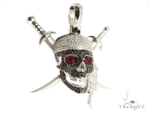 Custom Diamond Skull & Swords Pendant 64151 - Image 2