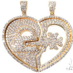 Custom Flower-Set Diamonds Key & Lock Heart Pendant 64090 - Image 1