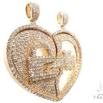 Custom Flower-Set Diamonds Key & Lock Heart Pendant 64090 - Image 3