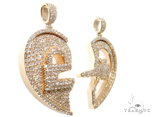 Custom Flower-Set Diamonds Key & Lock Heart Pendant 64090 - Image 4