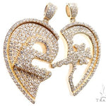 Custom Flower-Set Diamonds Key & Lock Heart Pendant 64090 - Image 5