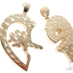 Custom Flower-Set Diamonds Key & Lock Heart Pendant 64090 - Image 6