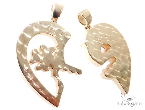Custom Flower-Set Diamonds Key & Lock Heart Pendant 64090 - Image 6