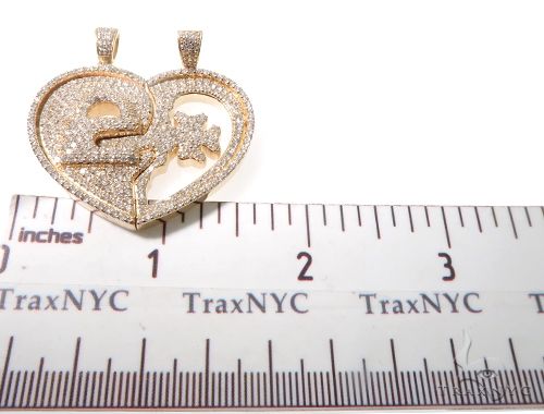 Custom Flower-Set Diamonds Key & Lock Heart Pendant 64090 - Image 9