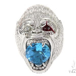 Custom 14K White Gold Diamond Gorilla Pinky Ring 65003 - Image 2