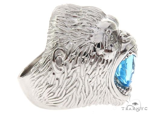 Custom 14K White Gold Diamond Gorilla Pinky Ring 65003 - Image 4