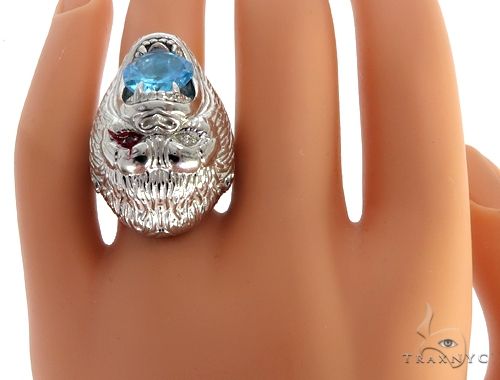 Custom 14K White Gold Diamond Gorilla Pinky Ring 65003 - Image 6