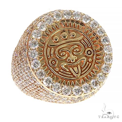 Custom Made 14K Gold Aztec Mayan Coin Ring 66695 - Image 1