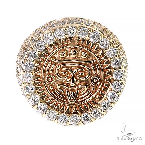 Custom Made 14K Gold Aztec Mayan Coin Ring 66695 - Image 2
