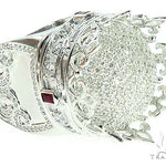 Custom Made 14K White Gold Prong Diamond Royal Crown Ring 65749 - Image 2