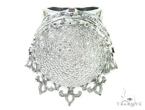 Custom Made 14K White Gold Prong Diamond Royal Crown Ring 65749 - Image 3