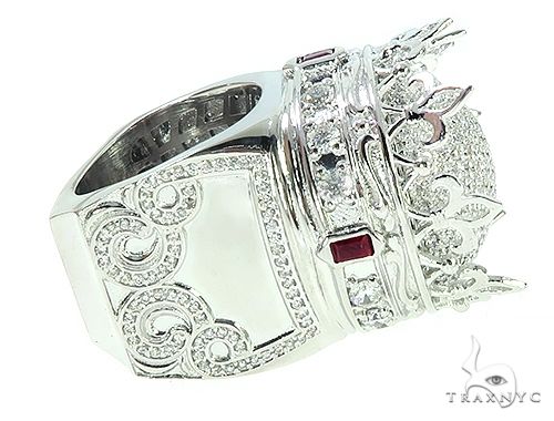 Custom Made 14K White Gold Prong Diamond Royal Crown Ring 65749 - Image 5