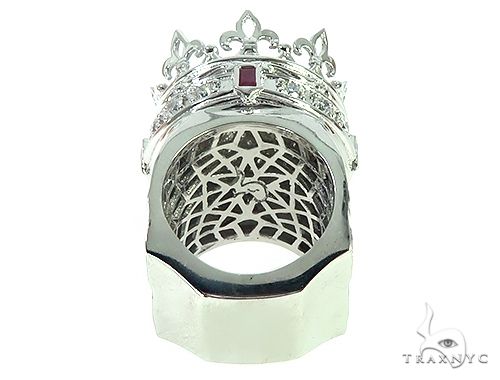 Custom Made 14K White Gold Prong Diamond Royal Crown Ring 65749 - Image 6