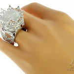 Custom Made 14K White Gold Prong Diamond Royal Crown Ring 65749 - Image 8