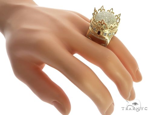 Custom Made 14K Yellow Gold Prong Diamond Royal Crown Ring 63886 - Image 11
