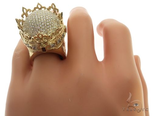 Custom Made 14K Yellow Gold Prong Diamond Royal Crown Ring 63886 - Image 12