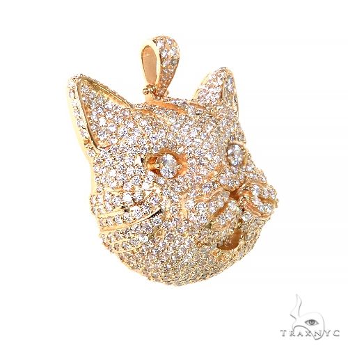 Custom Made 3D Diamond Cat Pendant 67441 - Image 2