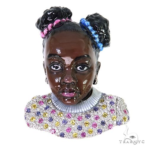 Custom Made 3D Photo Enamel Diamond Pendant 67862 - Image 1