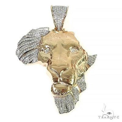 Custom Made African Diamond Lion Face Pendant 66496 - Image 1