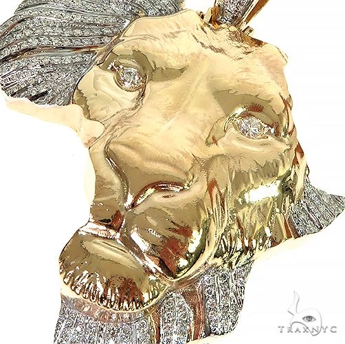 Custom Made African Diamond Lion Face Pendant 66496 - Image 4