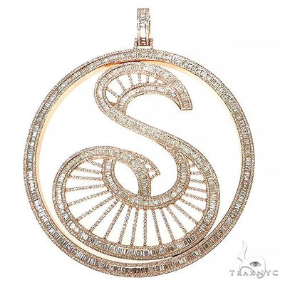 Custom Made Baguette Diamond  Initial 'S' Pendant 68044 - Image 1