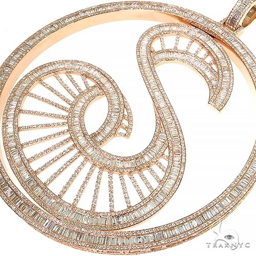 Custom Made Baguette Diamond  Initial 'S' Pendant 68044 - Image 3