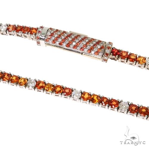 Custom Made Barrel Lock Sapphire Diamond Tennis Chain 67478 - Image 4