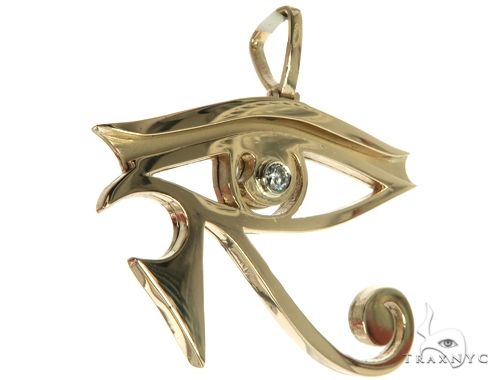 Custom Made Bezel Diamond Eye of Horus Pendant Egyptian Evil Eye 63812 - Image 2
