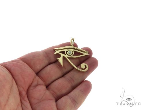 Custom Made Bezel Diamond Eye of Horus Pendant Egyptian Evil Eye 63812 - Image 5