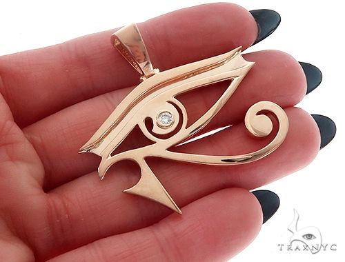 Custom Made Bezel Diamond Eye of Horus Pendant Egyptian Evil Eye 65130 - Image 5
