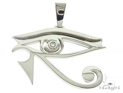 Custom Made Bezel Diamond Eye of Horus Pendant Egyptian Evil Eye 65131 - Image 1