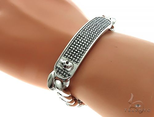 Custom Made Cuban ID Skull Bracelet 65790 - Image 6