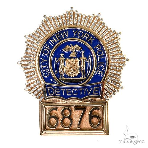 Custom Made Detective Badge Diamond Pendant 67776 - Image 1