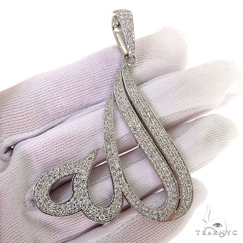 Custom Made Diamond Allah Pendant 68778 - Image 7