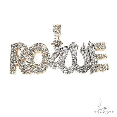 Custom Made Diamond Allah Symbol 'ROWE' Name Pendant 67213 - Image 1