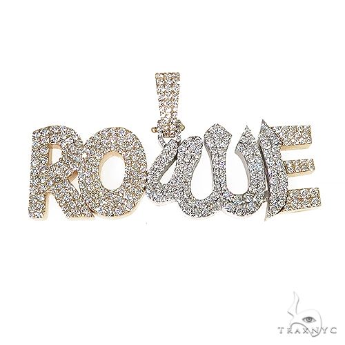 Custom Made Diamond Allah Symbol 'ROWE' Name Pendant 67213 - Image 1