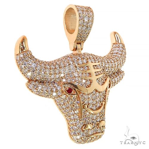 Custom Made Diamond Bull Pendant 68668 - Image 2