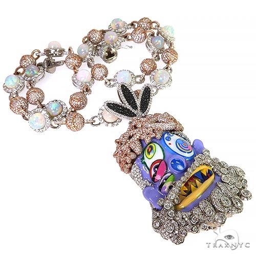 Custom Made Diamond Pendant With Galaxy Opal Chain Set 68008 - Image 2