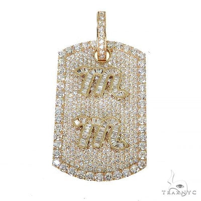 Custom Made Dog Tag 'MM' Initial Diamond Pendant 67196 - Image 1